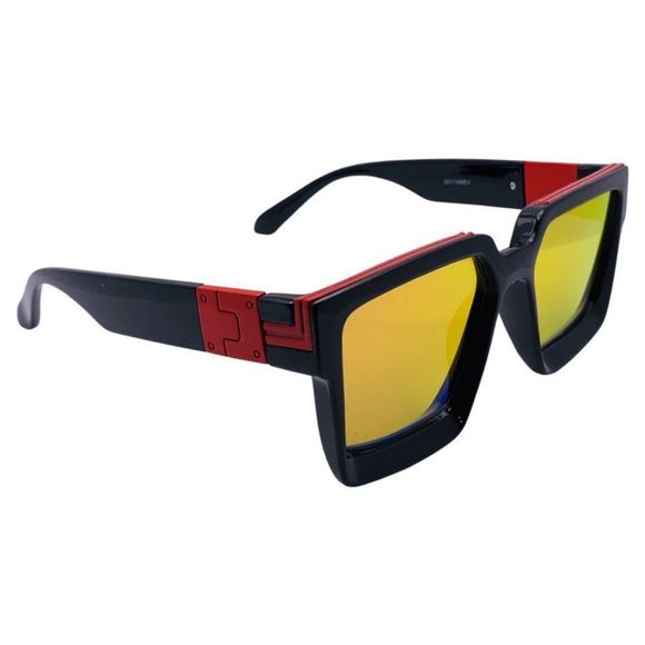 6143 | Black/Red Square Mirrored Sunglasses - Picture 2 of 5